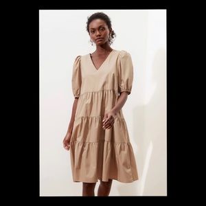 Banana Republic Puff Sleeve Organic Cotton Tiered Dress